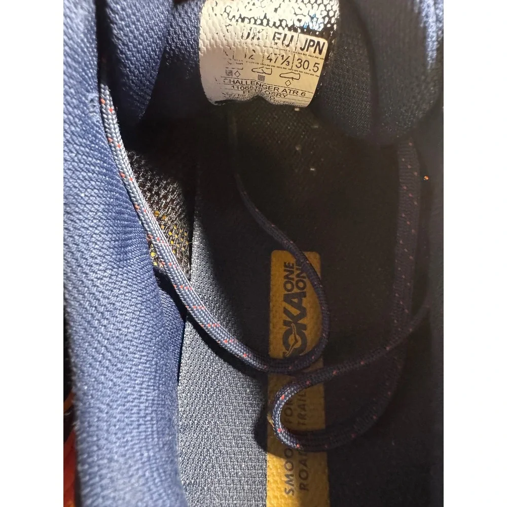 Hoka One One Challenger ATR 6 Mens 12.5 Blue Orange Trail Running Shoes‎ 1106510